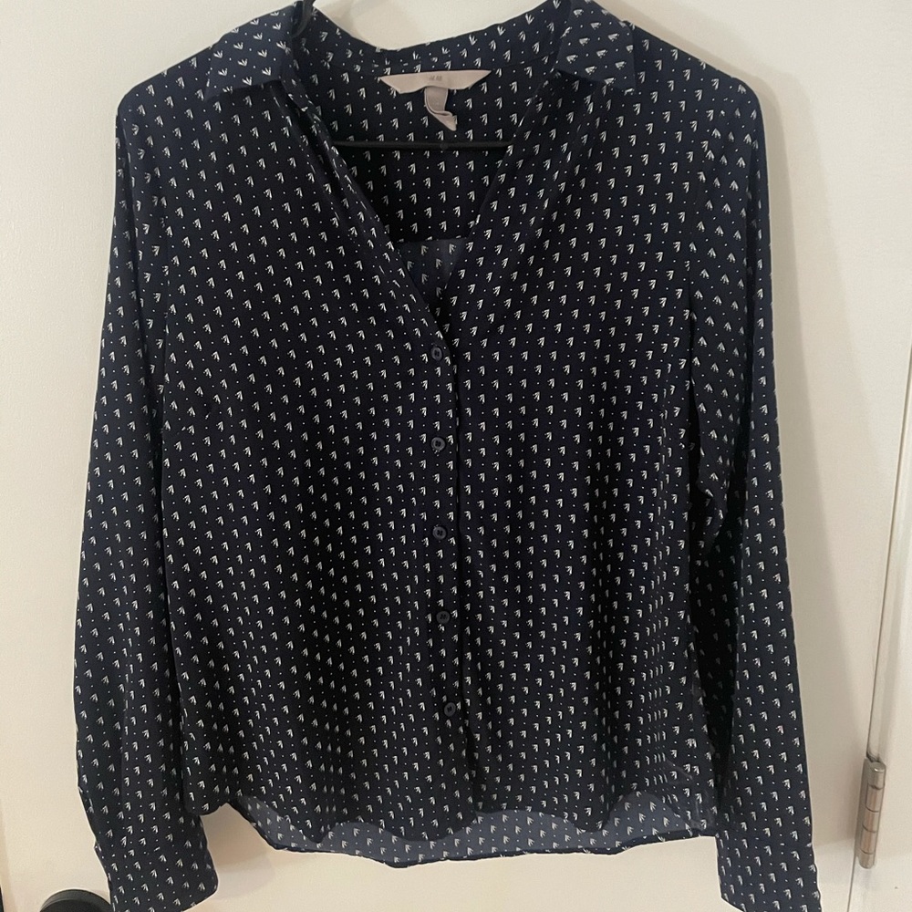 Navy Blue Button Down Women’s Small H&M Paris